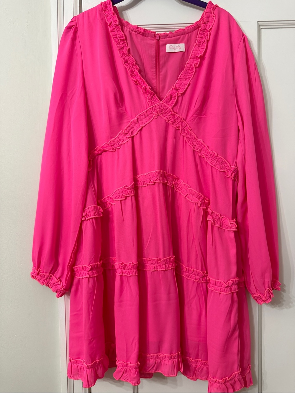 I'll Be Loving You Hot Pink Tiered Mini Dress